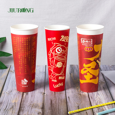 tasse de papier ondulée biodégradable de l'ondulation 16oz avec le couvercle de PLA