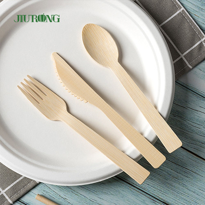 Ensemble en bois de Flatwar Cutleri de cuillère de fourchette de couteau de vaisselle en bambou biodégradable de Dispos