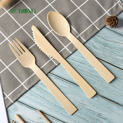 Ensemble en bois de Flatwar Cutleri de cuillère de fourchette de couteau de vaisselle en bambou biodégradable de Dispos