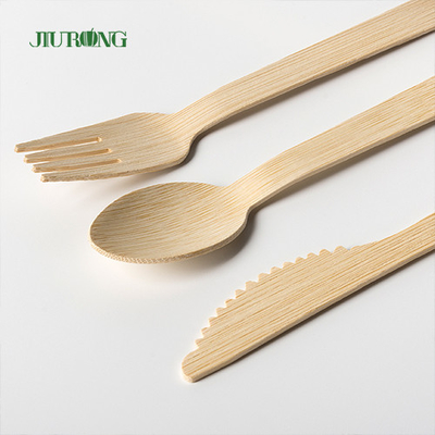 Ensemble en bois de Flatwar Cutleri de cuillère de fourchette de couteau de vaisselle en bambou biodégradable de Dispos