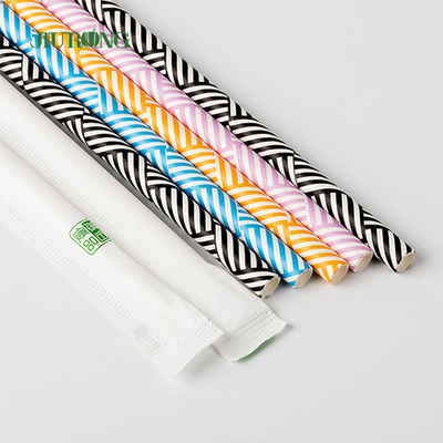 Papier biodégradable jetable coloré buvant Straw Striped Pattern Food Grade