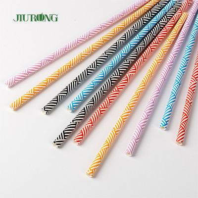 Papier biodégradable jetable coloré buvant Straw Striped Pattern Food Grade