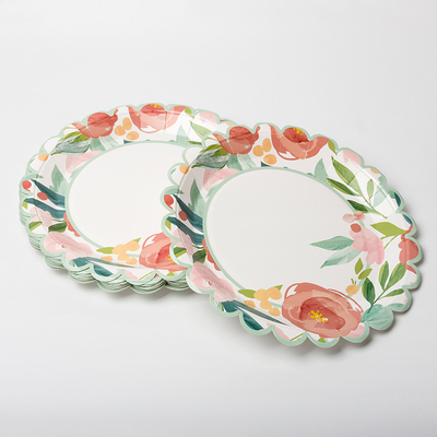 Catégorie comestible jetable de Valentine Day Party Supplies Tableware de plaque à papier de rond de fleur