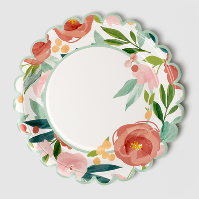 Catégorie comestible jetable de Valentine Day Party Supplies Tableware de plaque à papier de rond de fleur