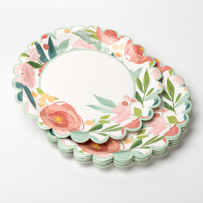 Catégorie comestible jetable de Valentine Day Party Supplies Tableware de plaque à papier de rond de fleur