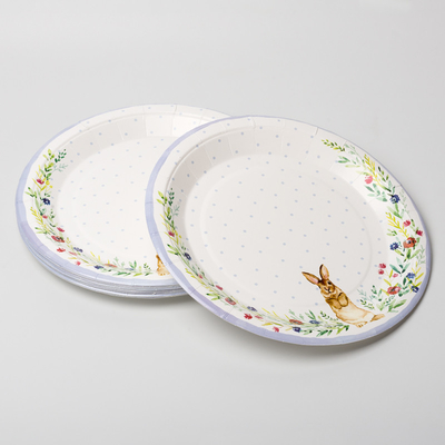 La partie mignonne jetable d'enfant de plaque à papier de lapin fournit l'ensemble de plat