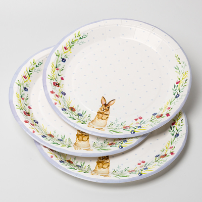 La partie mignonne jetable d'enfant de plaque à papier de lapin fournit l'ensemble de plat