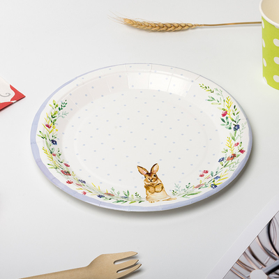 La partie mignonne jetable d'enfant de plaque à papier de lapin fournit l'ensemble de plat
