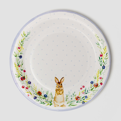La partie mignonne jetable d'enfant de plaque à papier de lapin fournit l'ensemble de plat