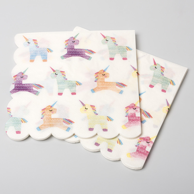Partie de fête Unicorn Paper Napkin de couverts jetables biodégradables de salle à manger