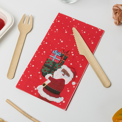 Serviette jetable biodégradable de Santa Claus Christmas Theme Party Paper de couverts de LFGB