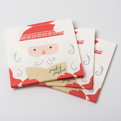 Ensemble fait sur commande d'approvisionnements de Santa Claus Christmas Paper Napkins Party d'impression