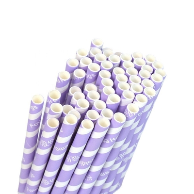 Pailles biodégradables rayées dorées de Noël de Kraft de paille de papier 5*120mm