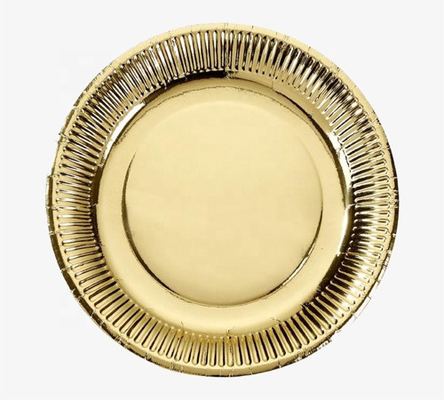 Assiettes en papier biodégradables jetables de catégorie comestible or rond pour le restaurant
