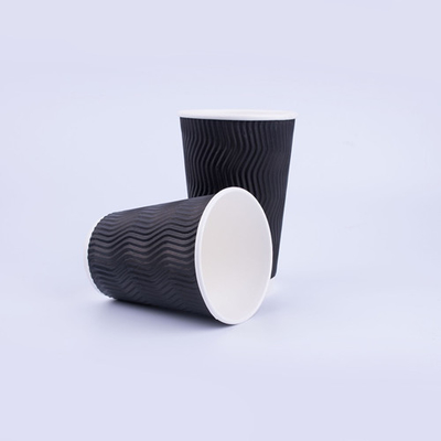 Tasses à café biodégradables ondulées brunes tasse de café de boisson chaude de 14 oz