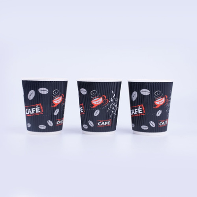 Tasses à café biodégradables ondulées brunes tasse de café de boisson chaude de 14 oz