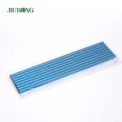 Le bleu a enduit le logo biodégradable de Straw Disposable Straight Tube Custom de papier