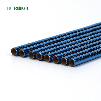 Le bleu a enduit le logo biodégradable de Straw Disposable Straight Tube Custom de papier