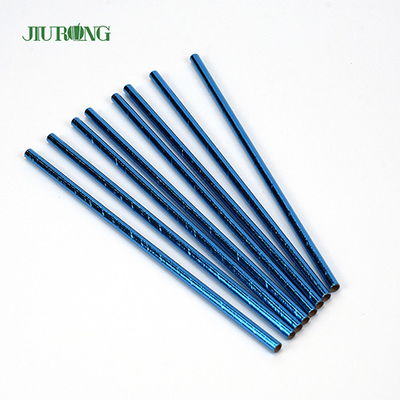 Le bleu a enduit le logo biodégradable de Straw Disposable Straight Tube Custom de papier