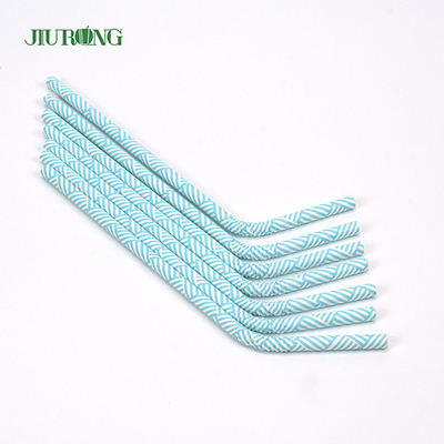 Paille de papier biodégradable jetable bleu-clair pliable 150mm pour le magasin de cadeaux