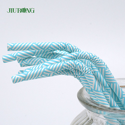 Paille de papier biodégradable jetable bleu-clair pliable 150mm pour le magasin de cadeaux