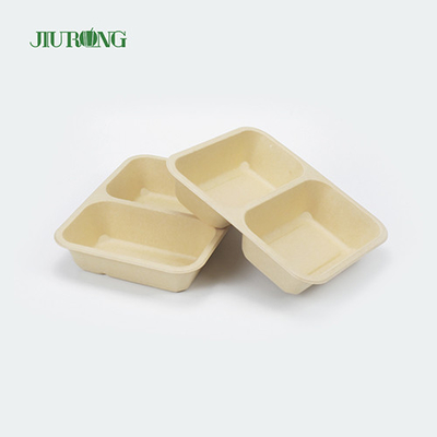 Conteneur alimentaire à clapet biodégradable jetable en canne à sucre 3 compartiments