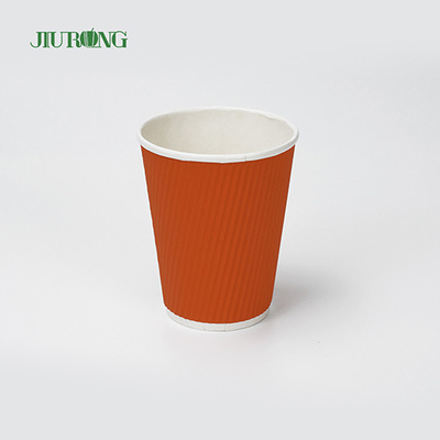 Gobelets en papier ondulé biodégradables de qualité alimentaire de 12 oz avec couvercle