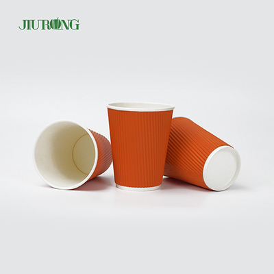 Gobelets en papier ondulé biodégradables de qualité alimentaire de 12 oz avec couvercle