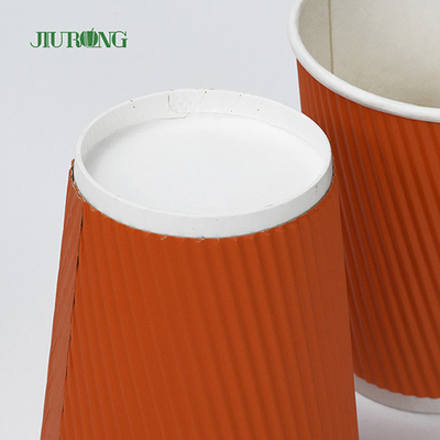 Gobelets en papier ondulé biodégradables de qualité alimentaire de 12 oz avec couvercle