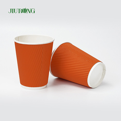 Gobelets en papier ondulé biodégradables de qualité alimentaire de 12 oz avec couvercle