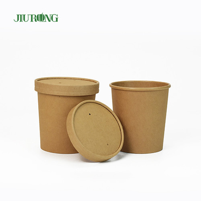 Salade Bol en papier biodégradable Kraft 8 oz Couvercle écologique en PLA