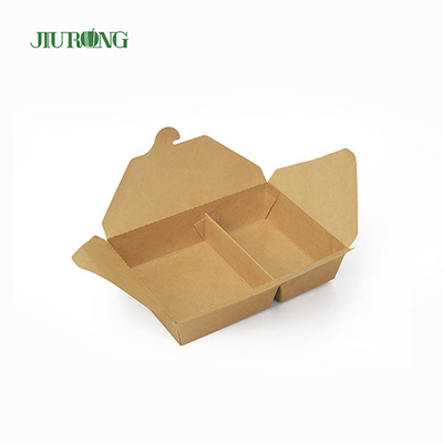 Récipients alimentaires en papier jetables biodégradables Kraft 1480ml avec couvercles