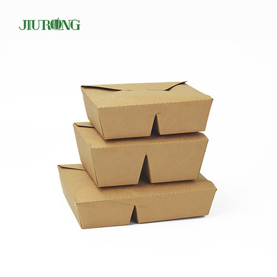 Récipients alimentaires en papier jetables biodégradables Kraft 1480ml avec couvercles