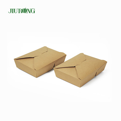 Récipients alimentaires en papier jetables biodégradables Kraft 1480ml avec couvercles