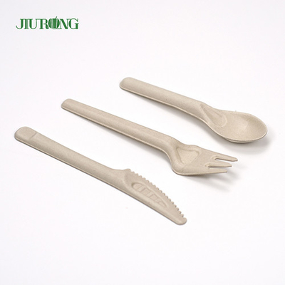 Cuillère de fourchette de couteau de bagasse de canne à sucre de couverts jetables biodégradables faits sur commande