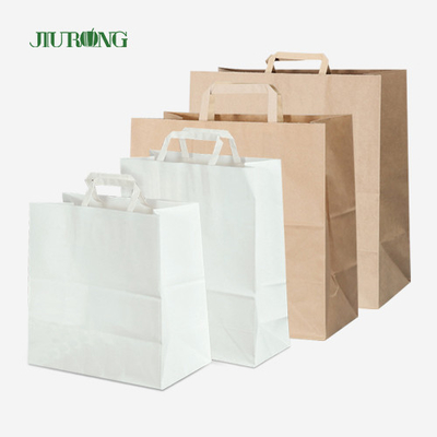 La poignée plate emportent le sac blanc de papier d'emballage avec Logo Print