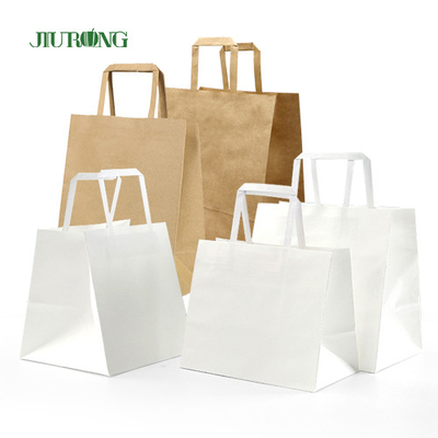 La poignée plate emportent le sac blanc de papier d'emballage avec Logo Print
