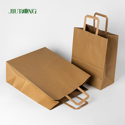 Sac de papier de SOS Brown emballage avec l'emballage alimentaire de déjeuner réutilisé par poignée