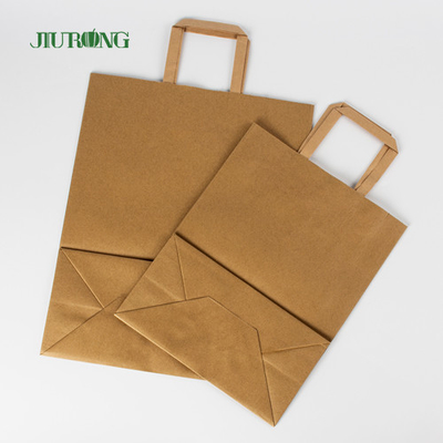 Sac de papier de SOS Brown emballage avec l'emballage alimentaire de déjeuner réutilisé par poignée
