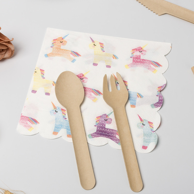 Partie de fête Unicorn Paper Napkin de couverts jetables biodégradables de salle à manger