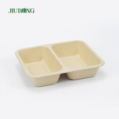 Conteneur alimentaire à clapet biodégradable jetable en canne à sucre 3 compartiments