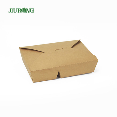 Récipients alimentaires en papier jetables biodégradables Kraft 1480ml avec couvercles